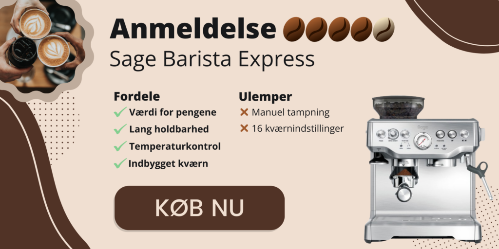 Anmeldelse af sage barista express espressomaskine 4 ud af 5 kaffebønner